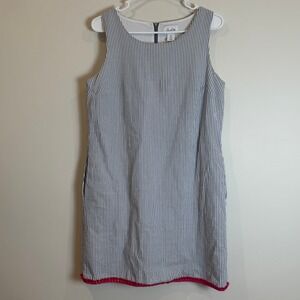 Heyton Womens Dress Size‎ 8 Blue White Striped Sleeveless Red Trim Casual